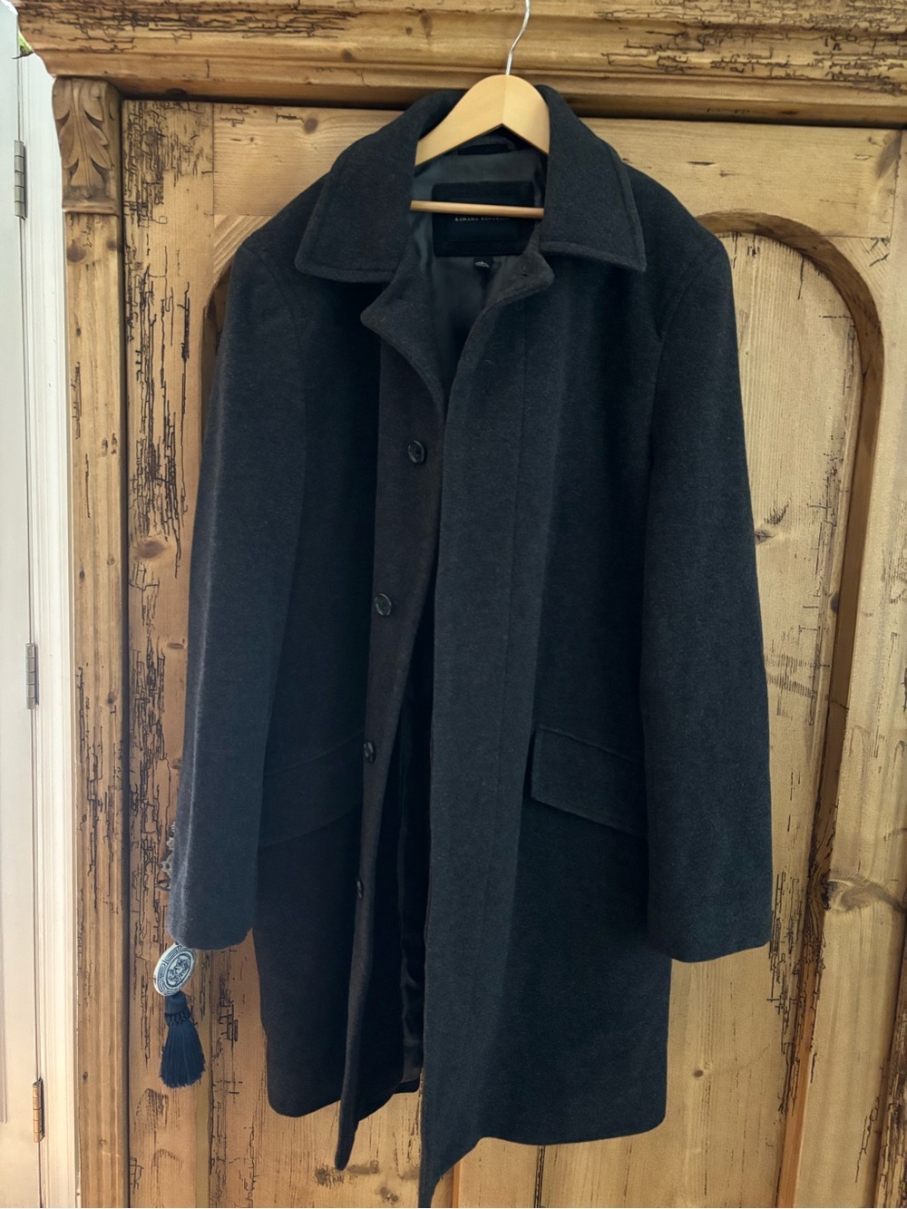 Banana Republic Men's Dark Gray Wool Cashmere Overcoat - Classic size L EUC